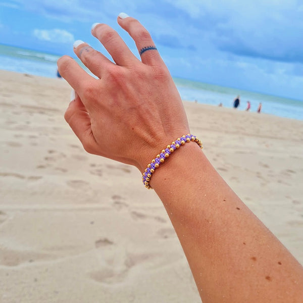 Pulsera Macrame Goldfilled Morada