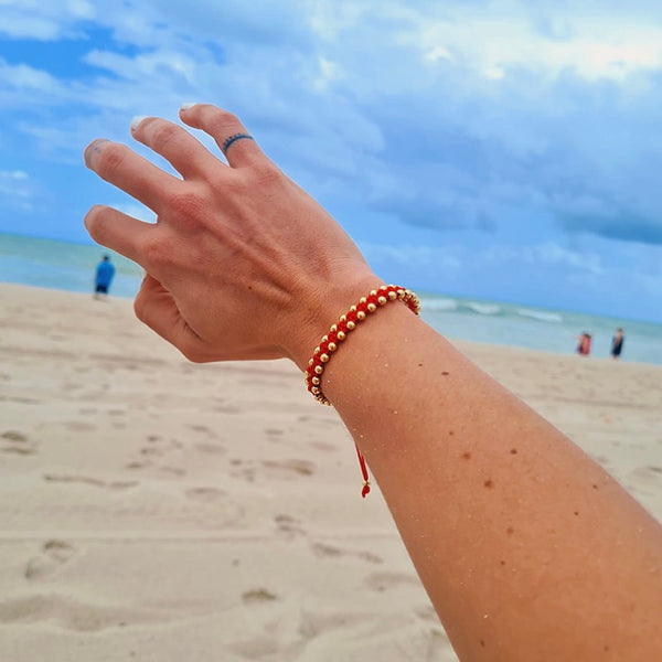 Pulsera macramé Goldfilled Roja