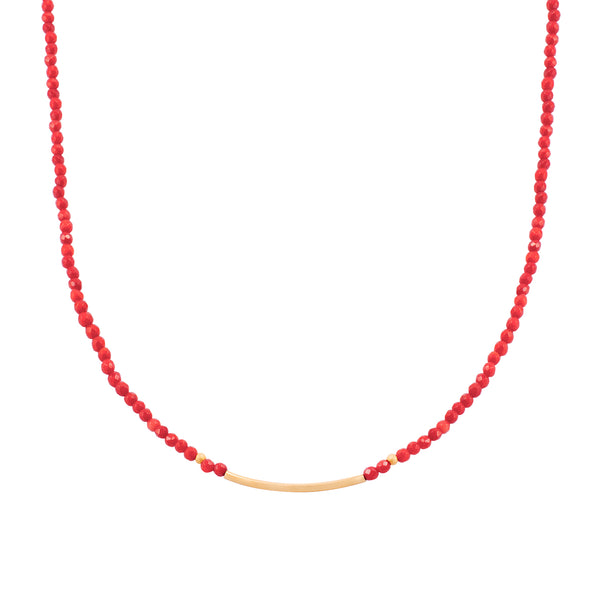 Collar raiz rubi barra oro