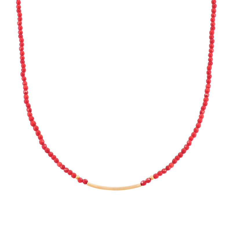 Collar raiz rubi barra oro