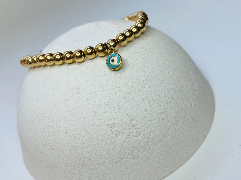 Pulsera Goldfilled ojo protector celeste