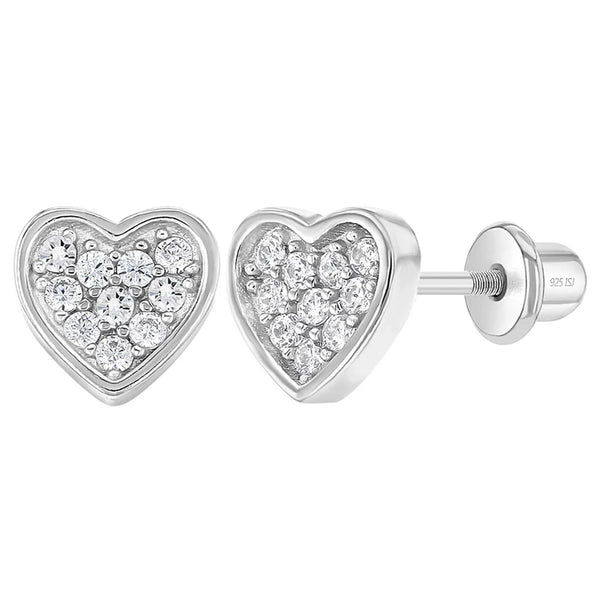 Aros corazón mini circones blancos