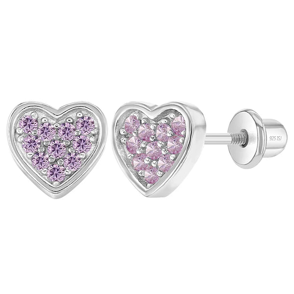 Aros corazón mini circones rosados