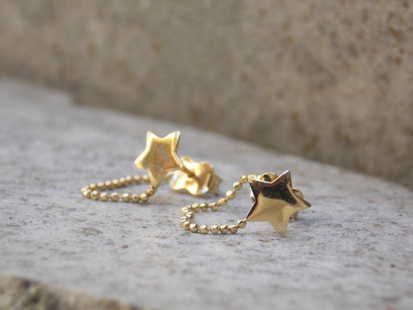 Aros estrellas con cadenita